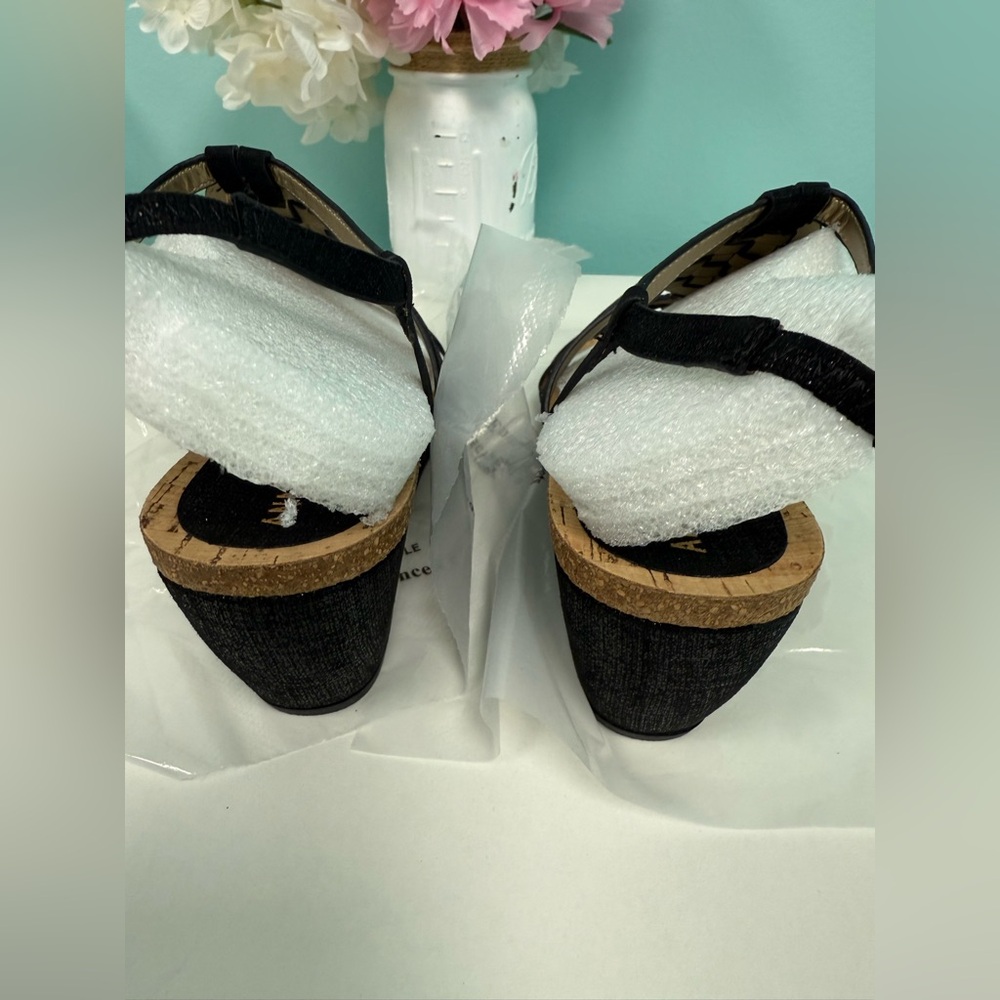 Anne Klein iflex aktilly cork wedges sandals in black size 7.5M. - Picture 3 of 7